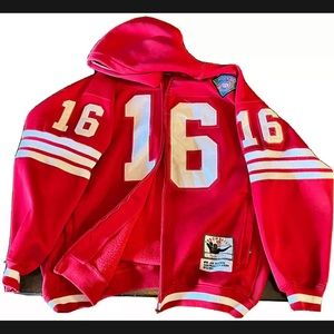 JOE MONTANA MITCHELL & NESS THROWBACKS NFL 75th ANNIVERSARY PATCH XL